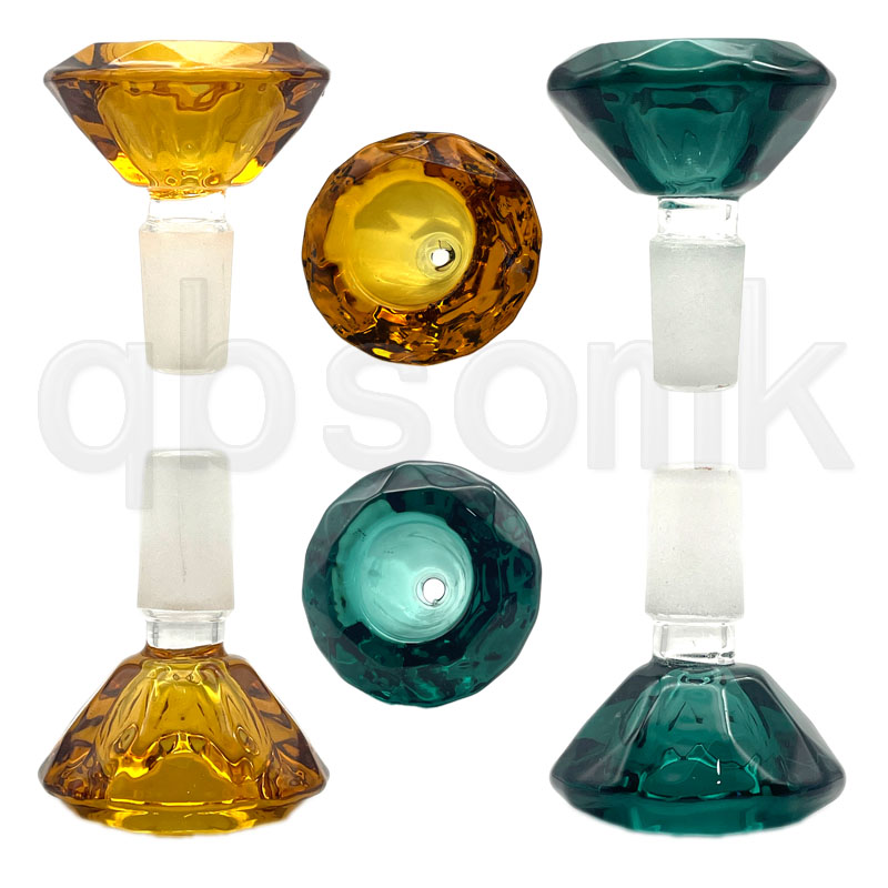 

QBsomk diamond cut Glass bowl glass bowl glass silde 14.4mm and 18.8mm male joint for gass bong