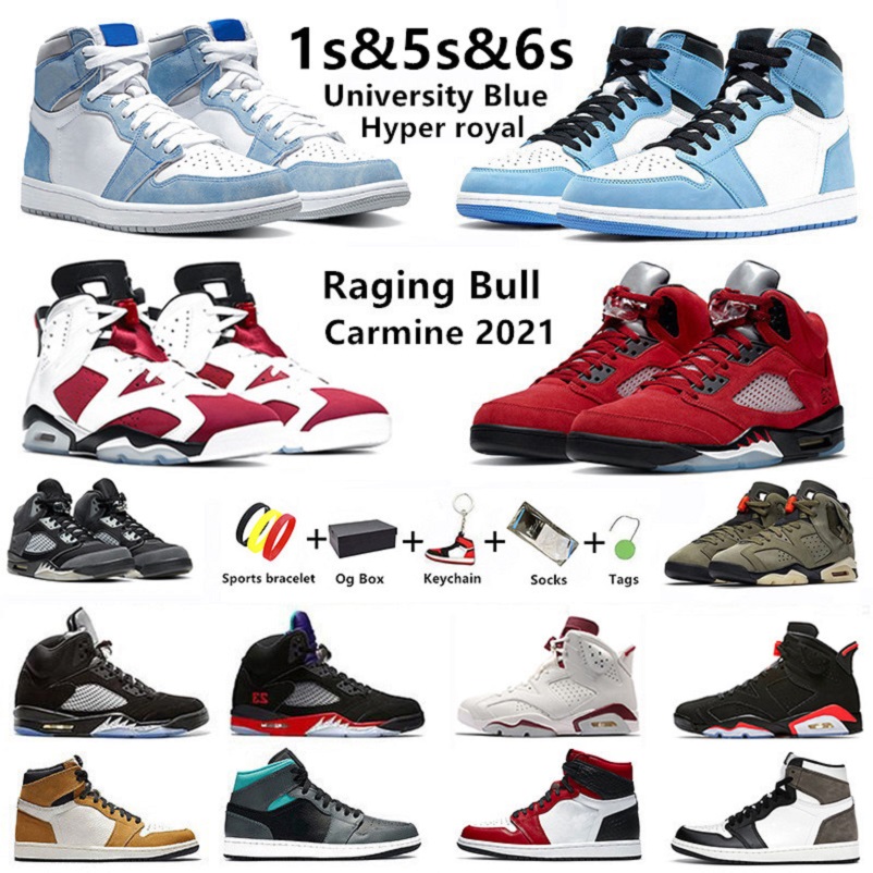

University Blue 1s mens basketball shoes jumpman 1 Hyper Royal Carmine 6s Raging Bull 5s Shadow Twist Alternate Grape men women trainers sports sneakers with BOX, Color#17