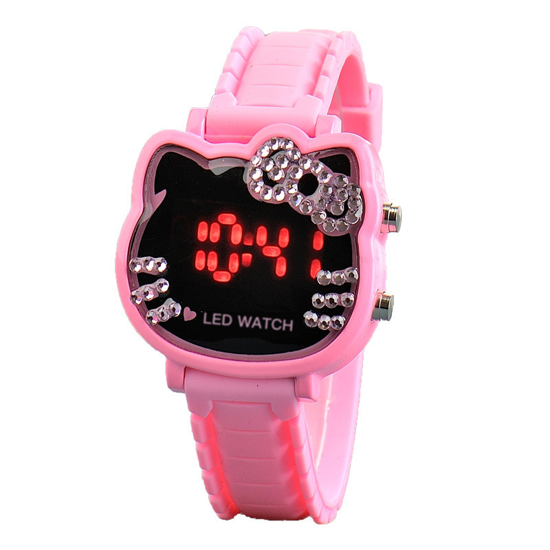 

New Digital LED Kids Watch Cartoon Cat Children Watches Quartz Wristwatch Girls Silica Gel Clocks Ceasuri Saat Relogios Infantis 220308, Pink