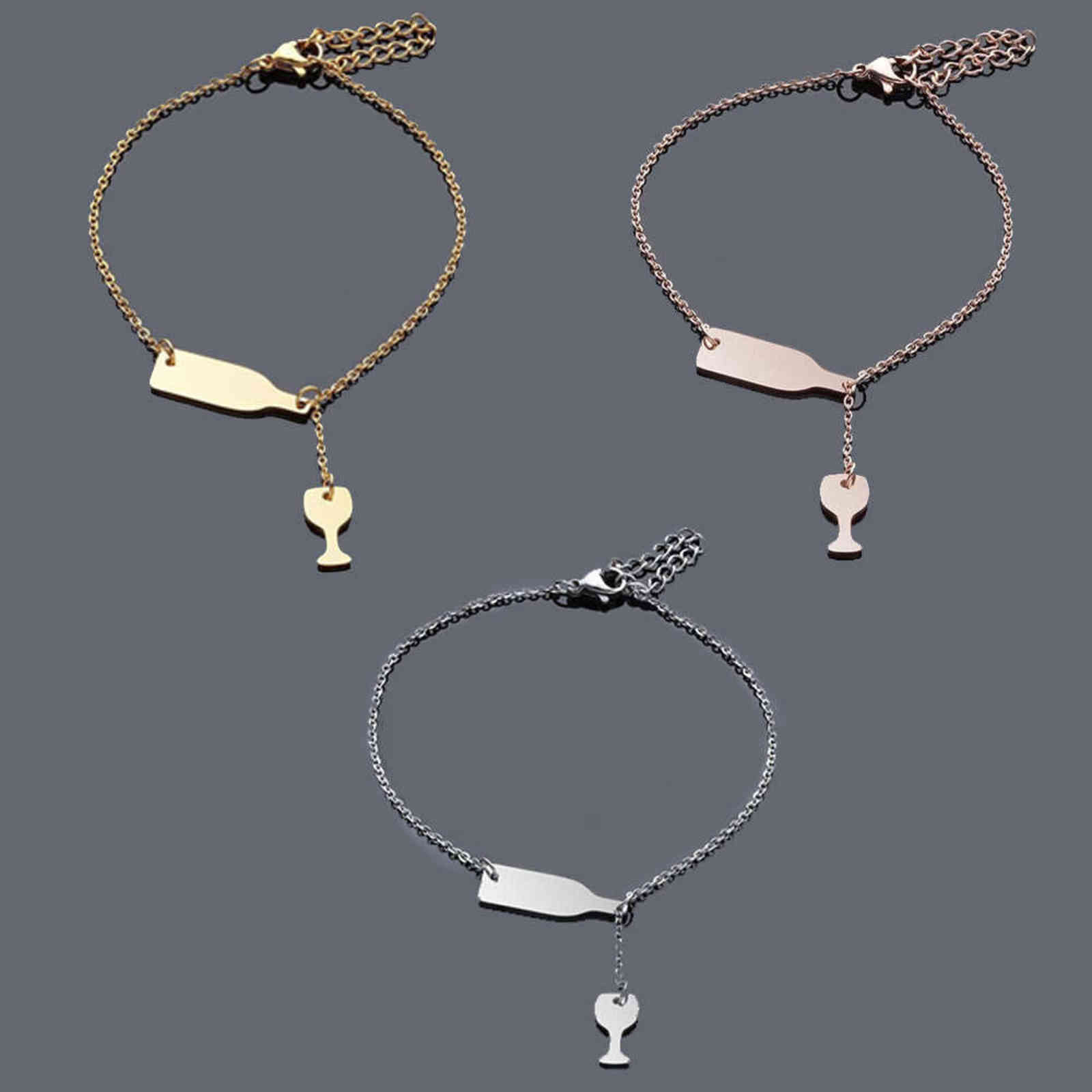 

3 Color Rose Gold Wine Cup Bracelet Bottle Glass Bracelets & Bangles for Women Girl Party Jewelry