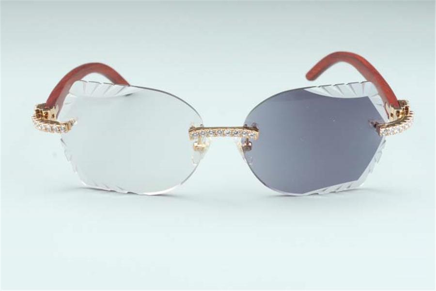 

Direct selling cutting photochromic lens 8300817 sunglasses with endless diamonds and natural original wooden temples 58-18-135mm