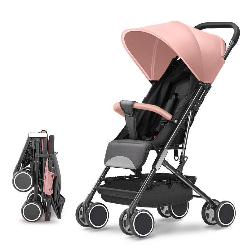 

Strollers# Baby Stroller Can Sit And Lie Down Ultra-light Umbrella Car One-click Folding Portable Born Wheel With Absorp