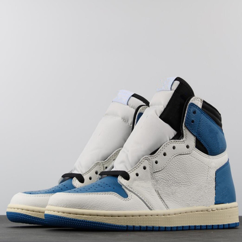 

Fragment 1 High OG SP Basketball Shoes Military Blue TS White Sail Shy Black Men Women Sports Sneaker Running Trainers With box, Pay for extra lace