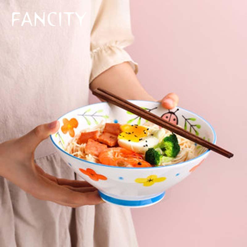 

Japanese Style Ramen Bowl Creative Personality Household Large Ceramic Soup Noodle Trumpet Bowls