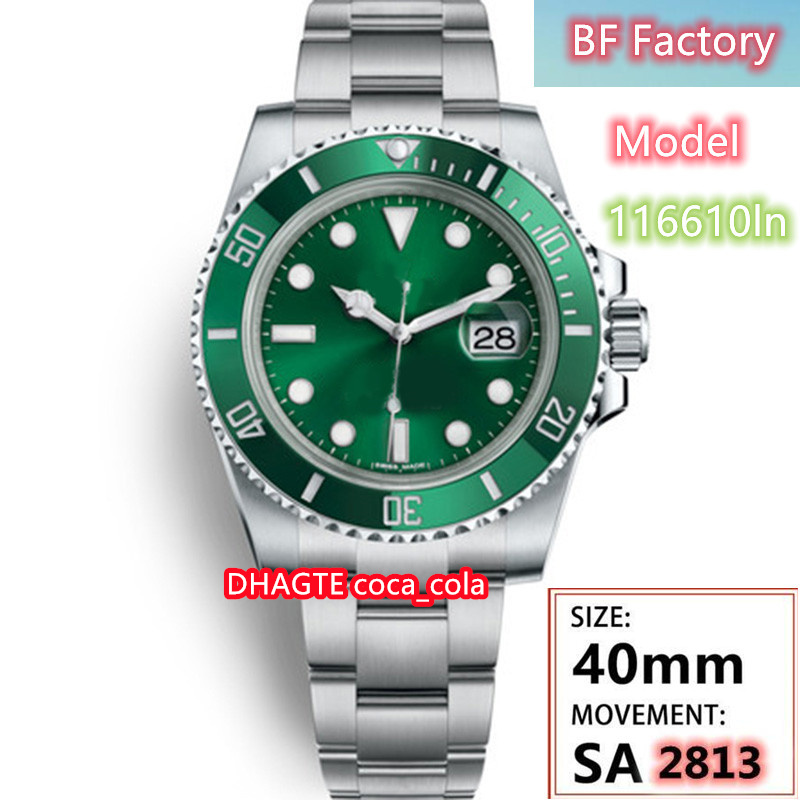 

BF MAKE 116610ln 116613ln Mens Watch Green Ceramics Bezel And Dial 316L Steel Bracelet Super waterproof Edition Movement Automatic Men Swimming Watches with box, Black