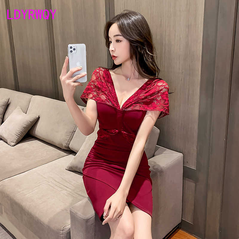 

Nightclub women fashion slim tube top bag hip bar temperament wrapped chest sexy dress Polyester Office Lady 210603, Burgundy