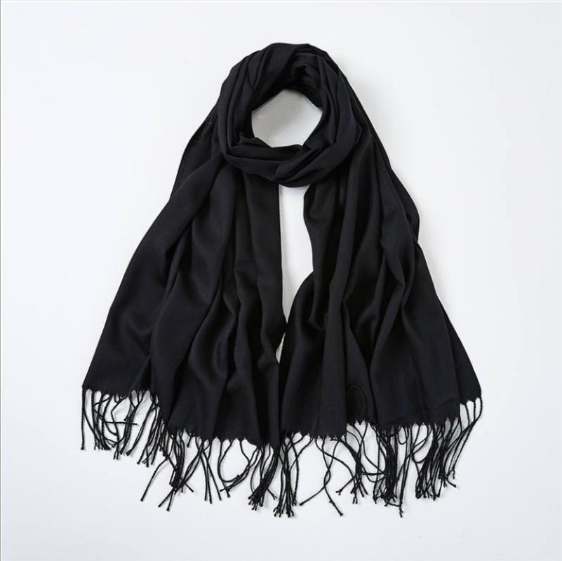 

Scarves Women Solid Color Cashmere Scarf With Tassel Warm Pashmina Black Scarfs For Ladies Designer Luxury Shawls And Wraps Neck Bandana