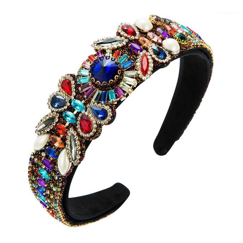 

Hair Clips & Barrettes Vintage Baroque Color Crystal Headband For Woman Luxury Sparkly Rhinestone Padded Hairband Party Accessories Headwear, Golden;silver