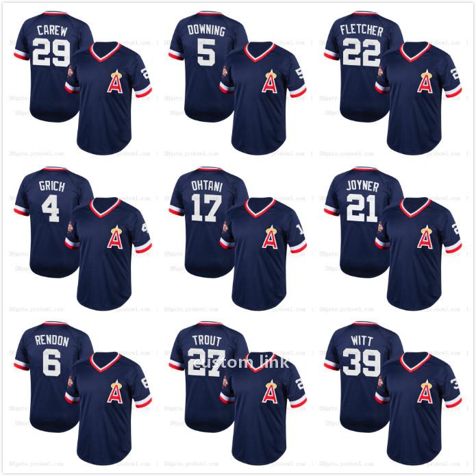 

2021 Canifornia Angels 60th Anniversary Patch Fletcher Mike Trout Shohei Ohtani Anthony Rendon Albert Pujols Baseball Jersey All Stitched ., Blue;black