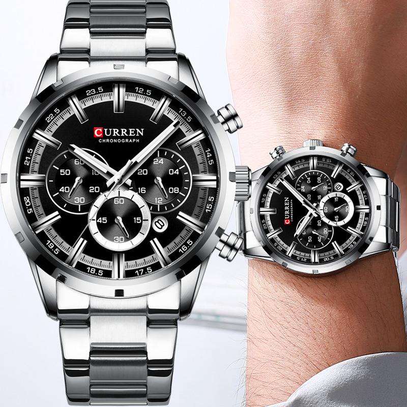 

Wristwatches CURREN Sport Man WristWatch Calendar Chronograph Men Watch Military Army Top Stainless Steel Casual Male Clock 835, Cu835504 without box