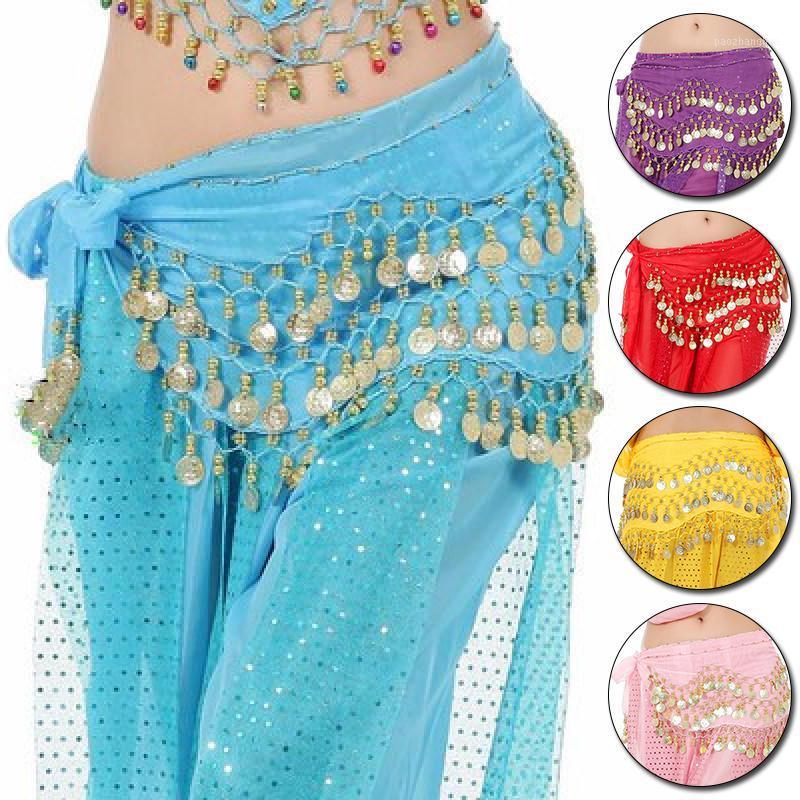 

Belts 1PC Women Belly Dancing Belt Waist Chain Clothing Accessories Hip Dress Scarf 3 Rows Skirt Gold Silver Coins, Black;brown