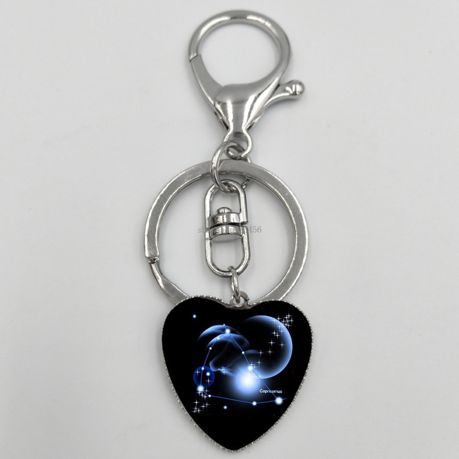 

12 Horoscope Sign Charm Keychain Constell Heart Key Rings Holders Bag Hangs for Women Men Fashion Jewelry Will and Sandy