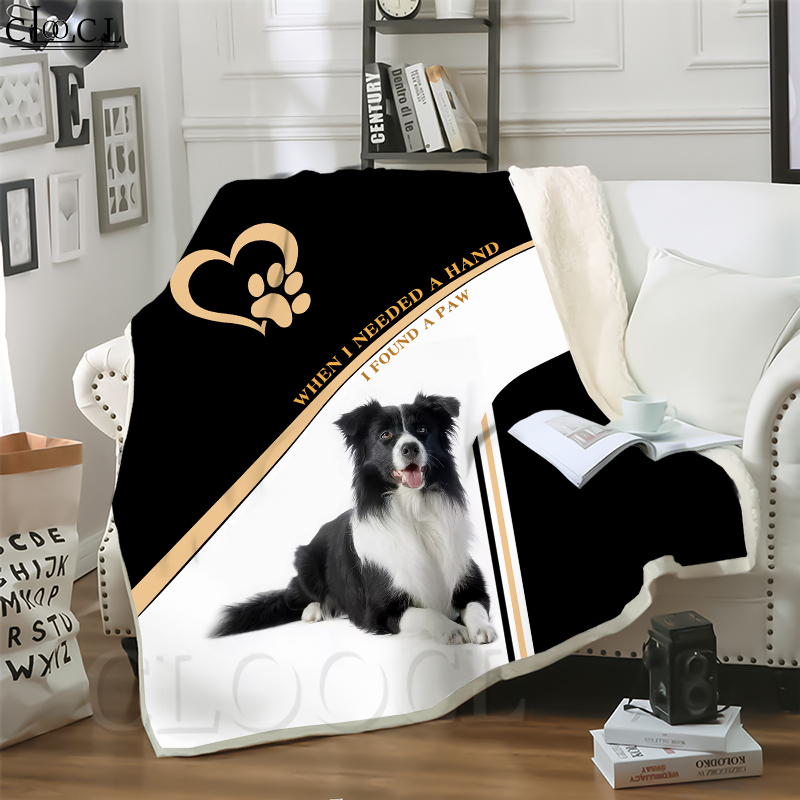 

CLOOCL Blankets Pet Dog Border Collie 3D Print Sofa Travel Throw Blanket Teens Plush Quilt