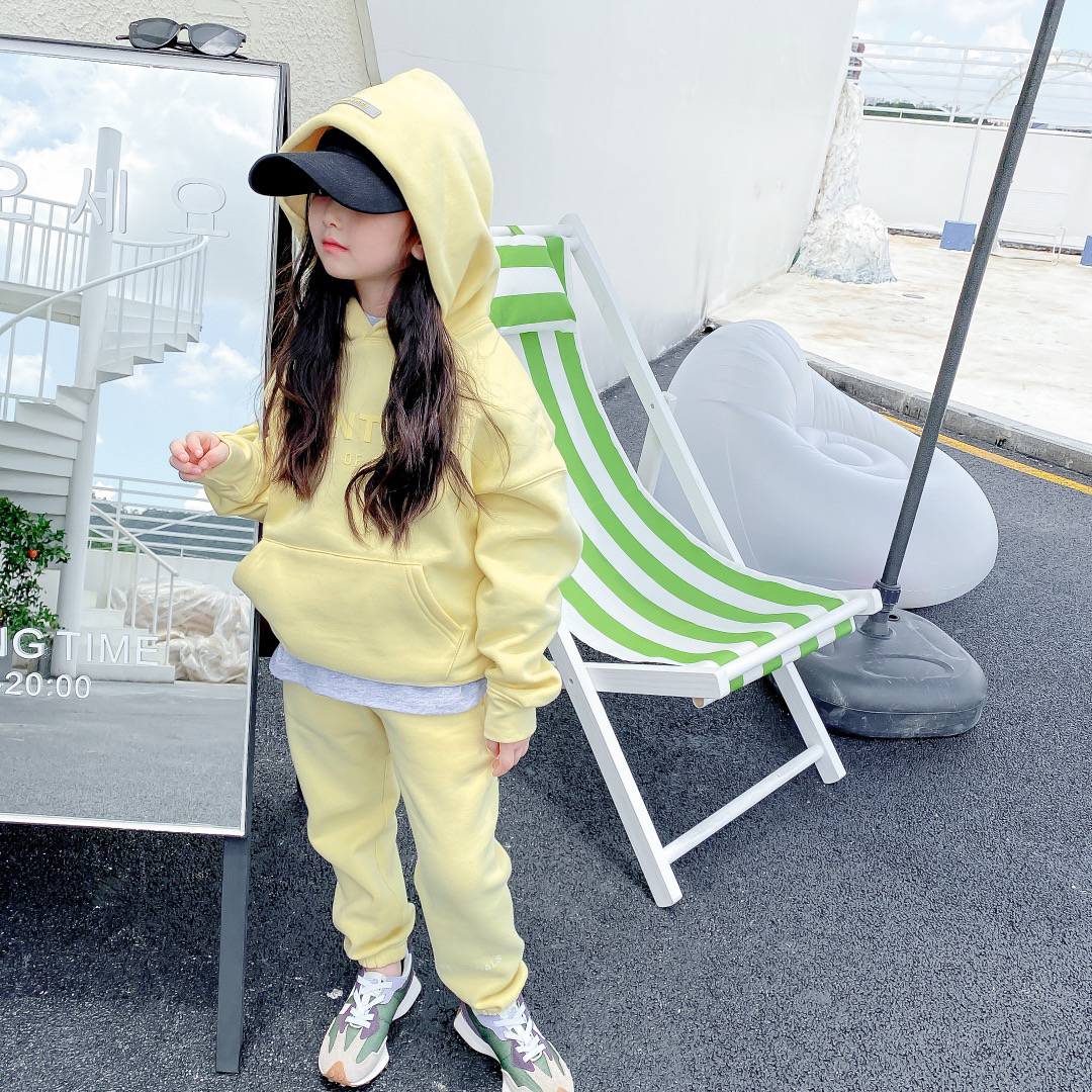 

7 colors children tracksuit autumn kids girls boys cotton hooded hoodie with pants 2pcs/sets baby winter warm pullover sports clothes, Gray