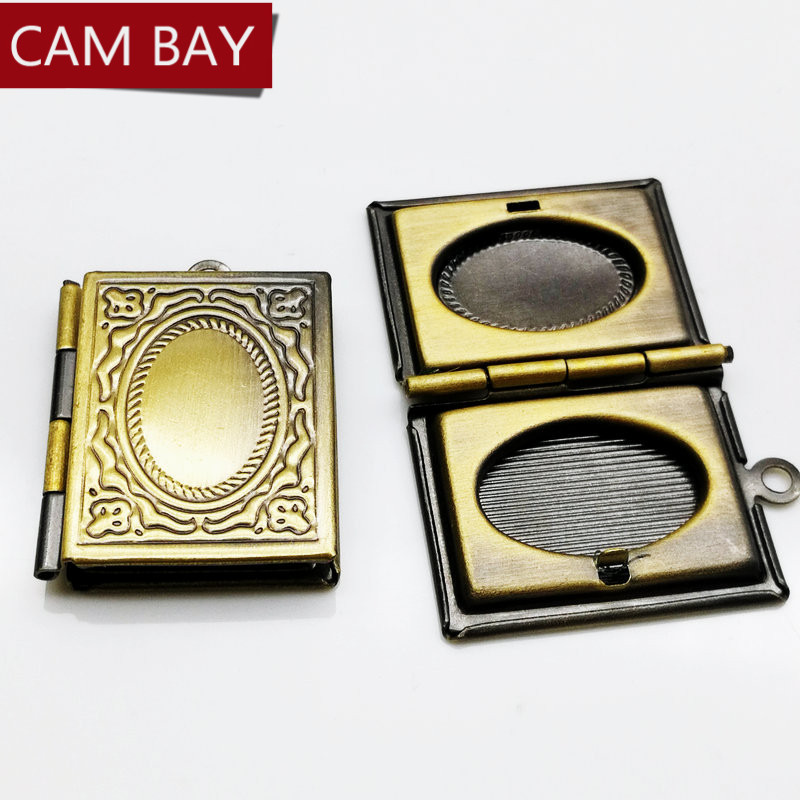 

23*19mm Metal Brass Floating Locket Bible Book Pendant Charms Diy Necklaces Photo Lockets Handmade Crafts Jewelry Findings
