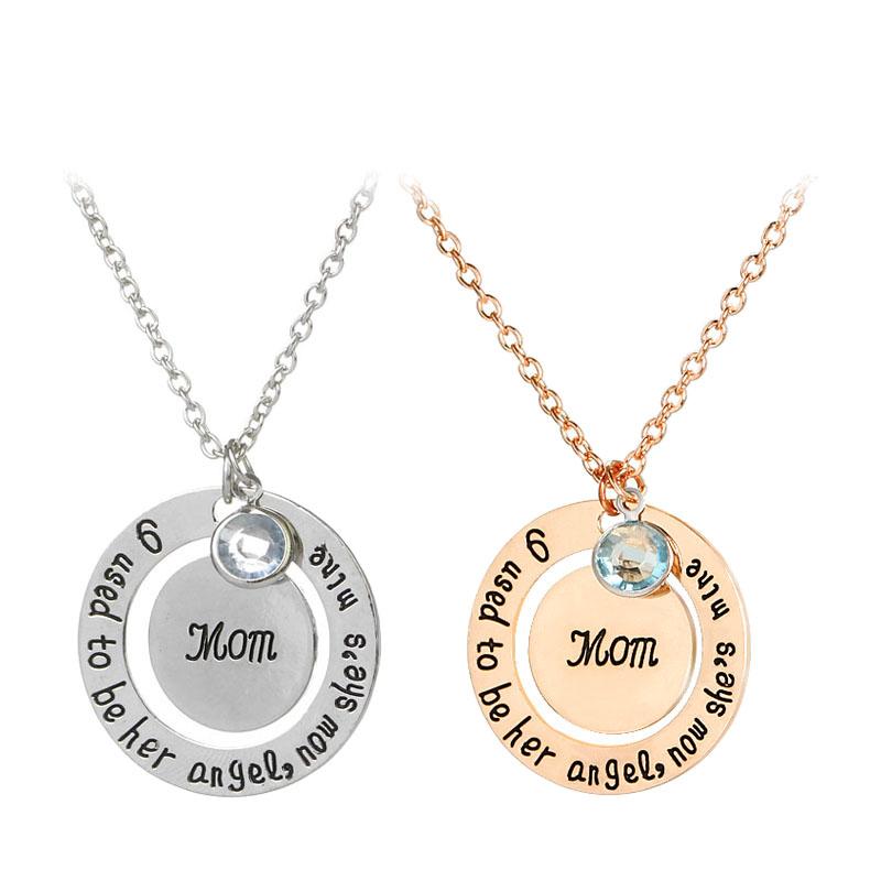

Family Love Dad Mom Neckalces Crystal Stone Round Pendant Necklace Mother Jewelry Moms Mother's Day Gift Necklaces