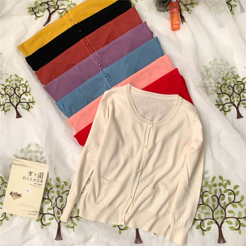 

Autumn Knitted Cardigans Sweater Women Casual O-neck Single Breasted Solid 210520, Apricot