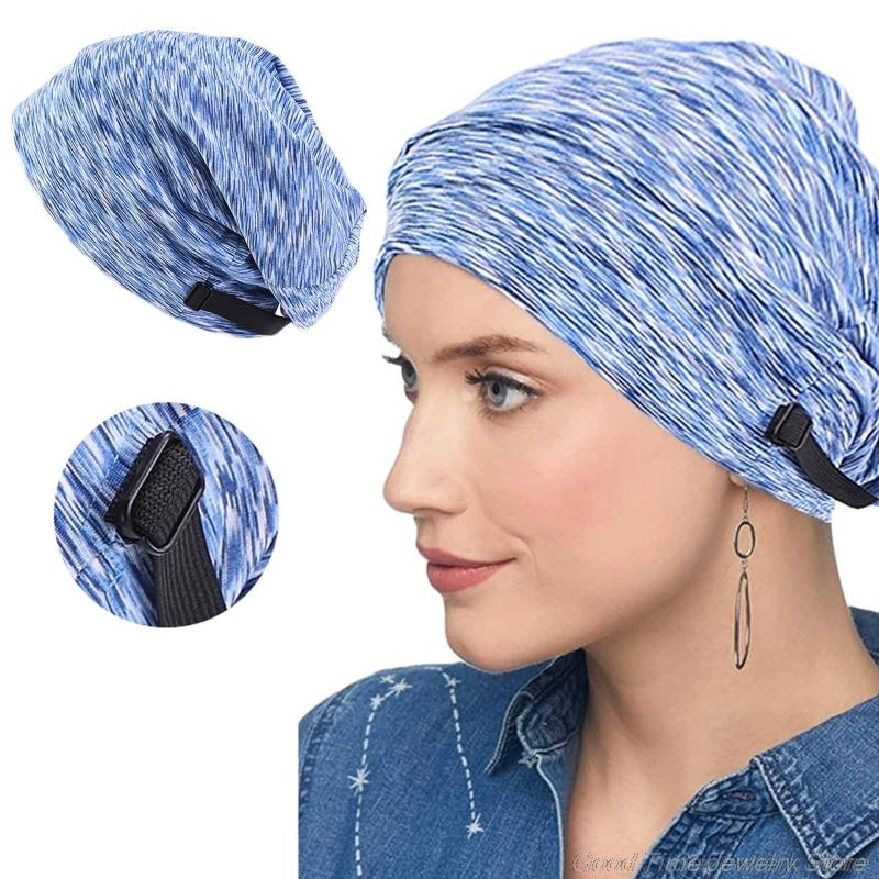 

Women Muslim Satin Lined Bonnet Sleep Cap Adjustable Slouchy Beanies Chemo Hat Solid Stripes Hair Loss Turban Head Cover A28 21 Beanie/Skull, -rb