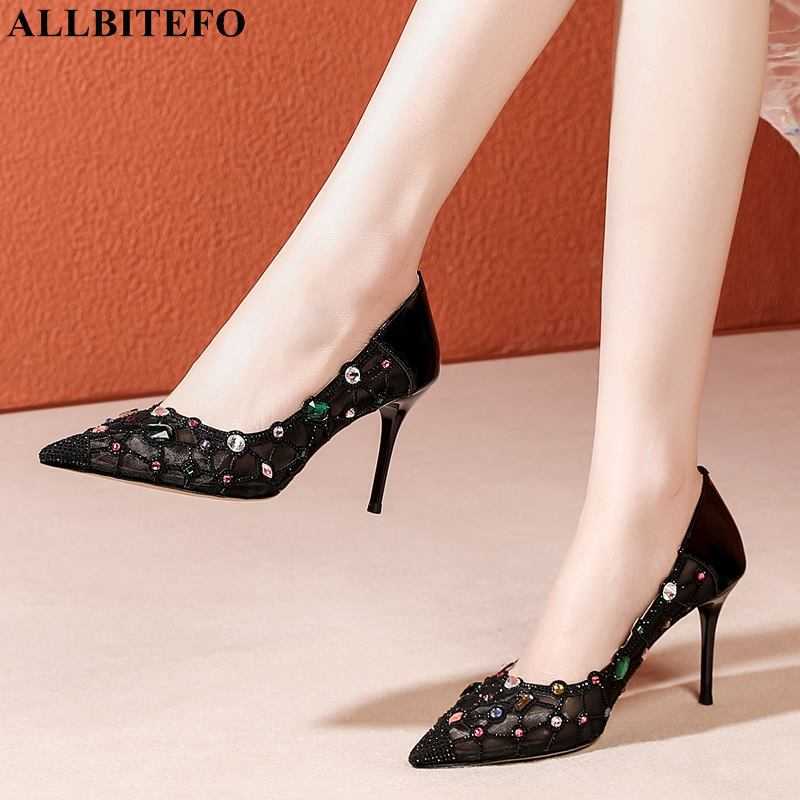 

ALLBITEFO Colorful design cool mesh slingback party wedding high heel shoes summer fashion sexy women heels shoes 210611, As picture