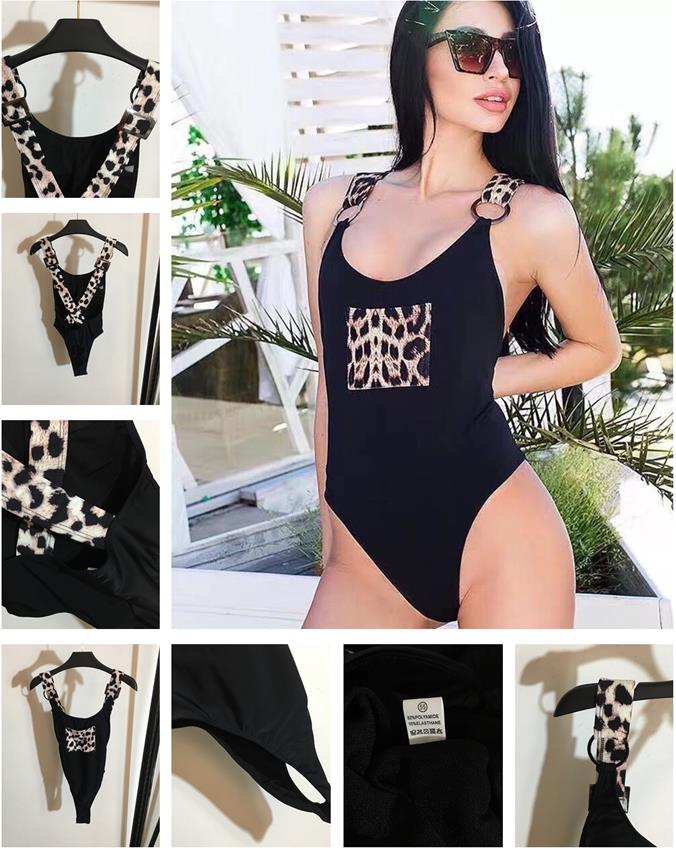 

Designer Swimsuits Padded Push Up Women's Sexy leopard print cross-strap halter one-piece swimsuit Swimwear Outdoor Beach Swimming Bandage