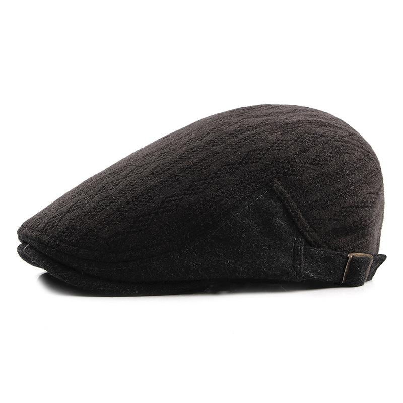 

Berets Black Autumn Winter Warm Peaked Cap For Men Women Adjustable Ivy Sboy Flat Hat High Quality Solid Knitted Beret Caps