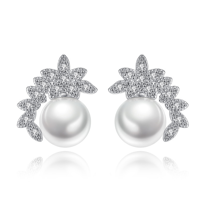 8mm/Piece Elegant Nature Style Freshwater Pearls Earring Stud Sterling Silver Wedding Earrings for Women S925 Anniversary Gift-image-697238453