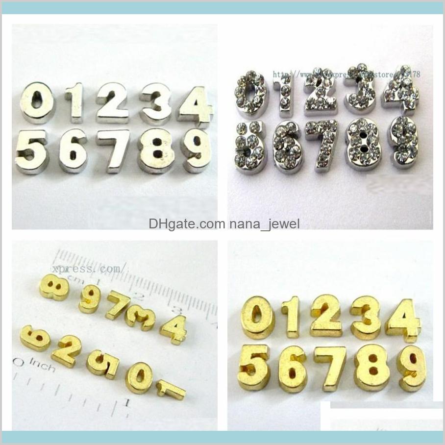 

100Pcs/Lot Sliver/Gold Plain/Crystal Floating Locket Numbers Charms Fit Living Floating Memory Locket As Family Gift For M1J24 Edc1V, Bronze;silver