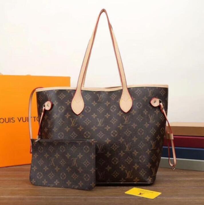 

100% High quality LV LOUIS bag VITTON old flower handbag and wallet for women classic shoulder bag evening purse, Red;black
