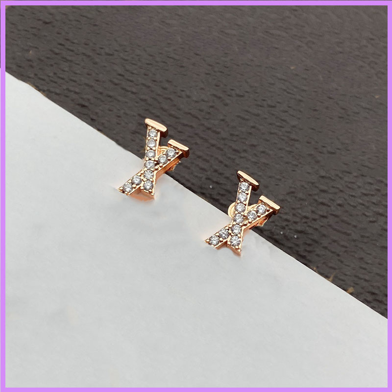 

Women Wholesale Street Fashion Letters Earrings Designer Jewelry Ladies High Quality Earring For Party Ear Studs Gold Diamonds D2111122F