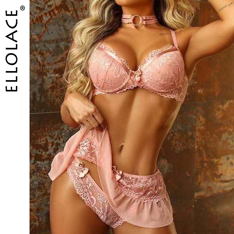 

Womens Underwear Sensual Lingerie Women 4 Piece Set Lace Sexy Lingerie Underwear Set Seamess Bra Set Brief Sets, Red
