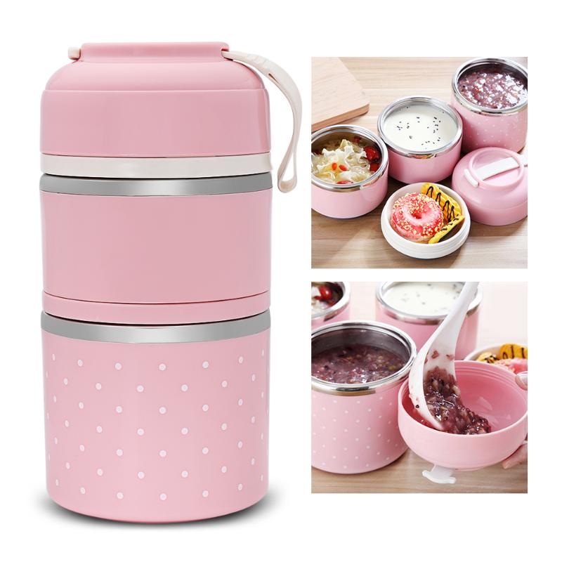 

Dinnerware Sets Colorful Thermal Lunch Box Stainless Steel Storage Container Cute Mini Japanese Bento Leak-Proof Case Picnic