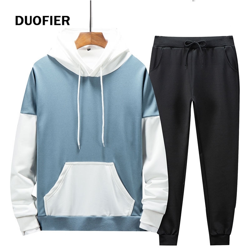 

Patchwork Mens Sportswear Sets Autumn Winter Hooded Thick Male Casual Tracksuit Men 2 Piece Sweatshirt + Sweatpants Set 5XL 210603, Sgl2001orange