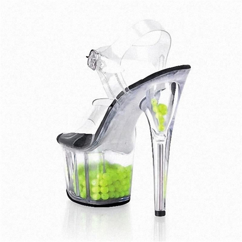 

Dress Shoes 2021 Summer Transparent Rose Sandals 15cm Crystal High Heel Show, Red