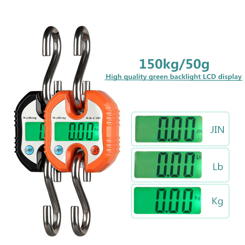

Crane Scale 150kg 50g Heavy Duty Hanging Hook Scales Portable Digital Stainless Steel Luggage Weight Scales 40%off