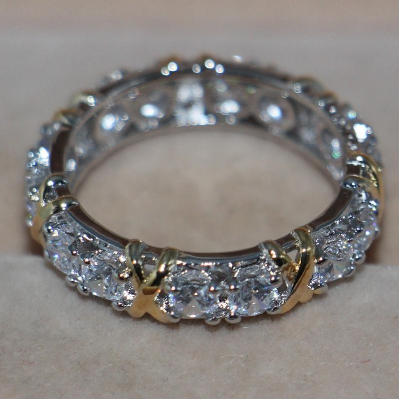 

Cluster Rings Size 5-11 Wholesale Brand Jewelry Handmade 925 Sterling Silver Filled White Gold Overlay 5A CZ Wedding Band Ring For Lover Gif