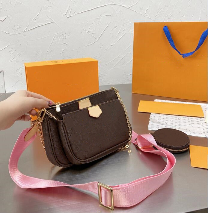 

2021 Brand designer Shoulder Bags Multi Pochette Accessoires Purses Women Luxury Fashion Favorite Mini 3pcs set Combination Handbags Crossbody Bag With box M44840, Brown