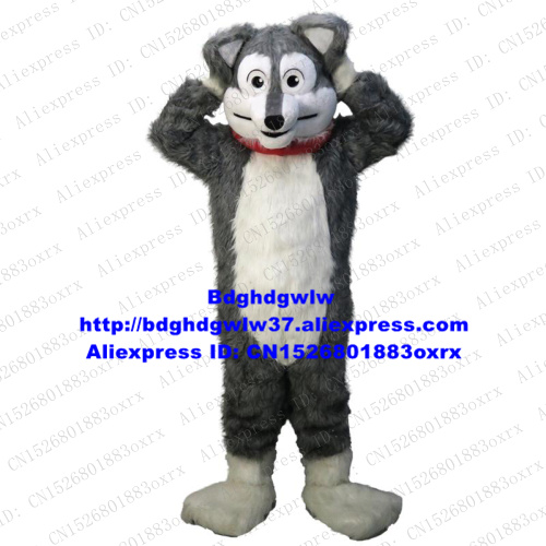 

Mascot Costumes Long Fur Furry Grey Wolf Husky Dog Fursuit Mascot Costume Adult Cartoon Character Trade Exhibition Business Anniversary zx66, Default color