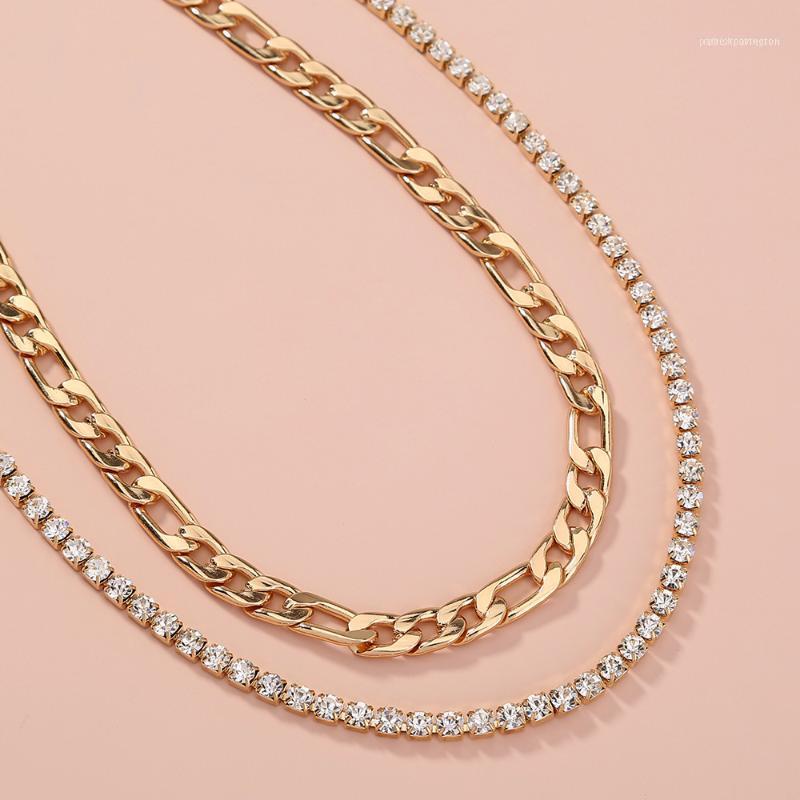 

Chains Women Fashionable Simple Multi Layer Diamond Thick Chain Necklace 2 PCS Double-layer Clavicle Fine Jewelry1