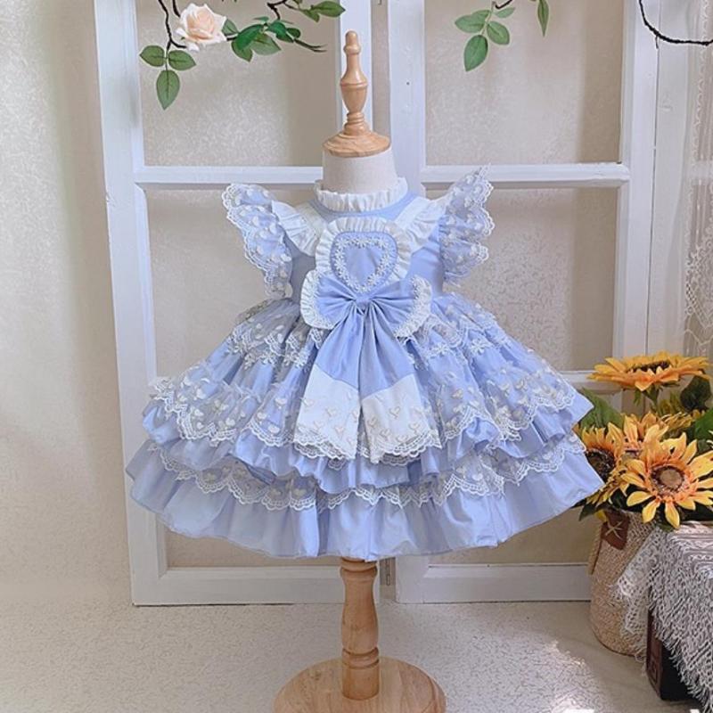 

Girl's Dresses Spanish Baby Clothing Princess Children Birthday Eid Easter Party Ball Gown Lace Bow Stitching Cute Girl Lolita Dress A134, Only dress
