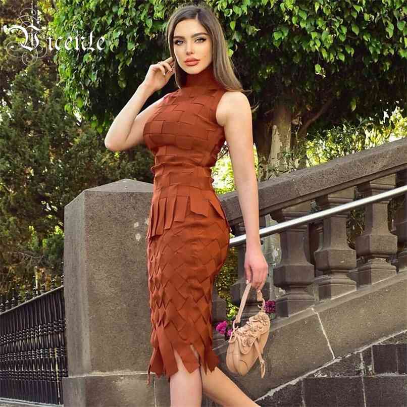 

Trendy Plaid Design Two Pieces Suit Tassels Celebrity Party Bandage Brown Tops Skirt 210520