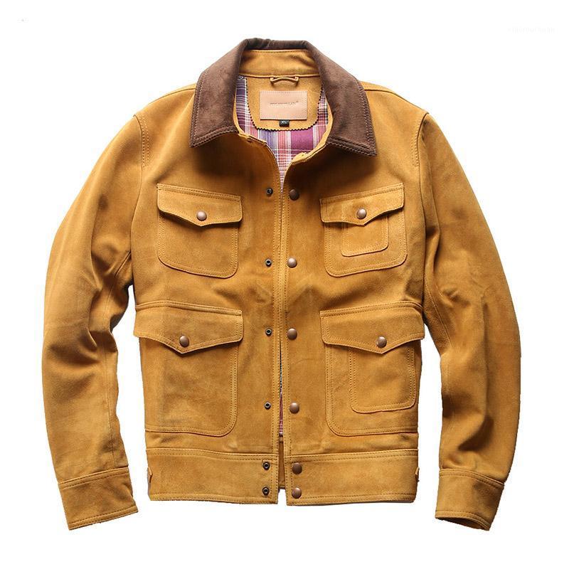 

Men's Leather & Faux L1928 Read Description! Asian Size Genuine Cow Jacket Cowhide Suede, As pic