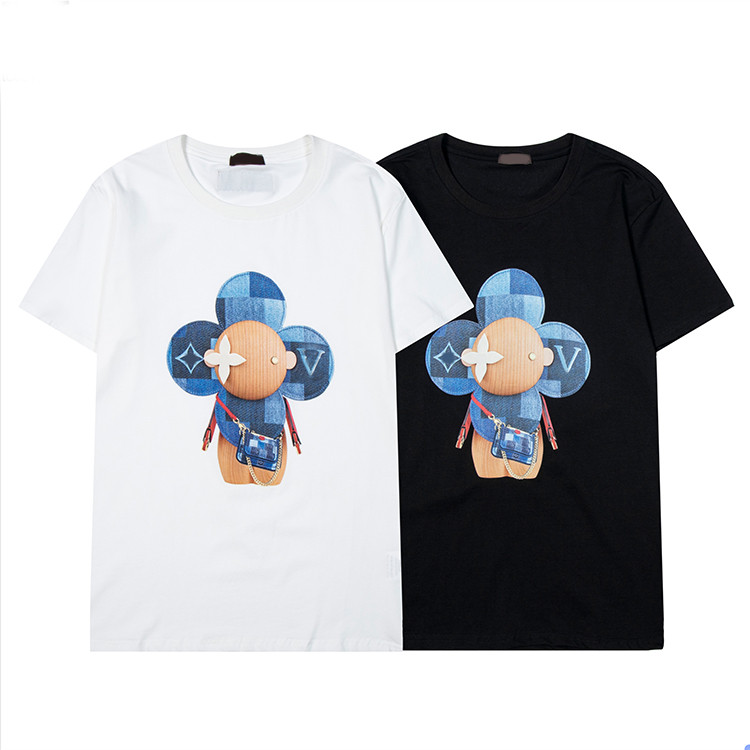 

2021 Men' Stylist Designer t shirt Fashion Alphabet-Print Summer Short Sleeve Black and White High Quality -2XL#01