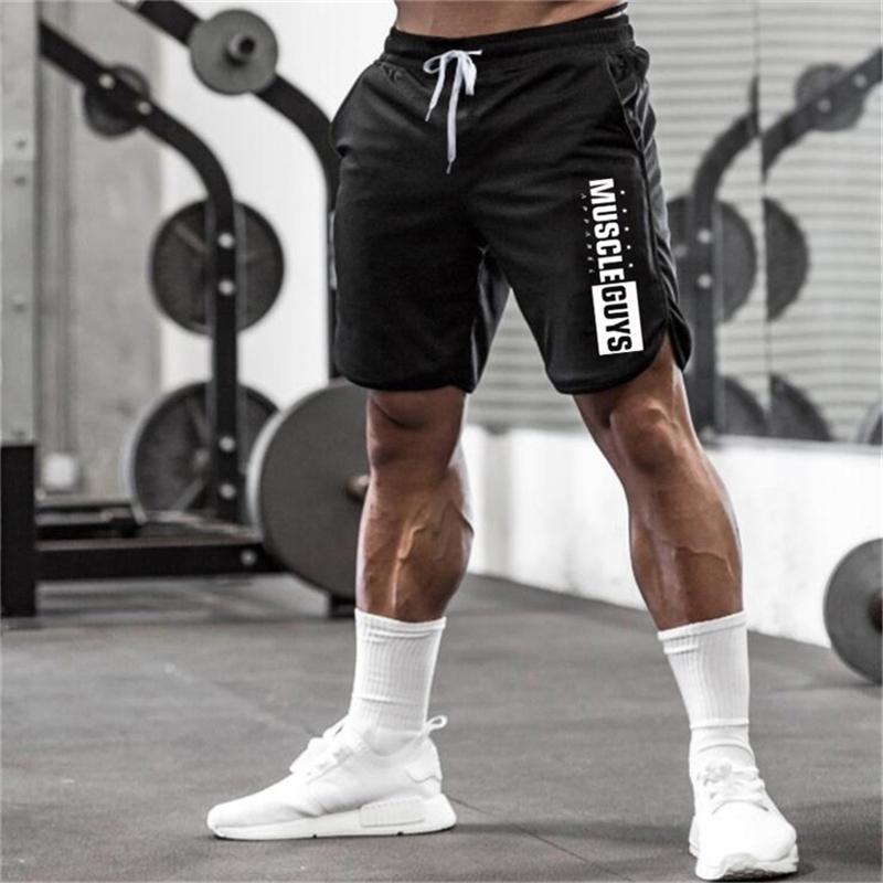 

Muscleguys Gyms Shorts Mens Short Trousers Casual Joggers bodybuilding Sweatpants Fitness Men Workout Acitve 210716, Red