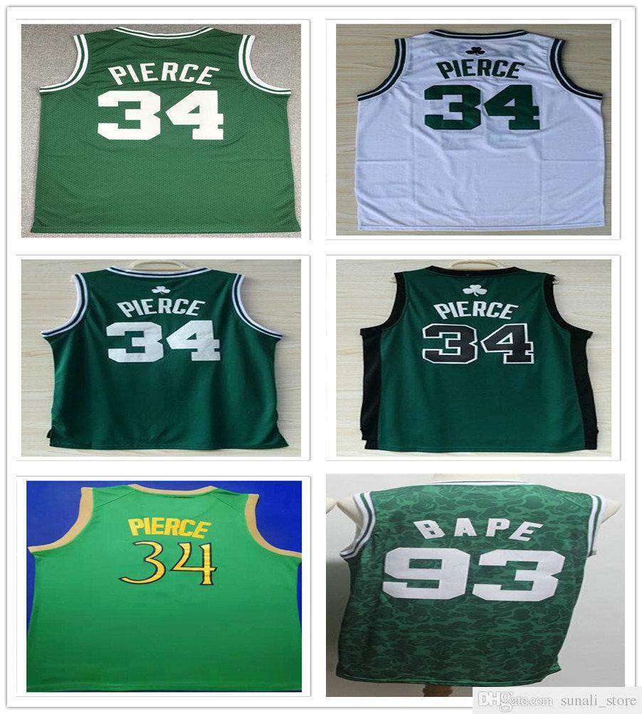 

Stitched Men Paul 34 Pierce Jerseys Vintage Green White Black Color Basketball College Shirts Fast Shipping, Blue;black