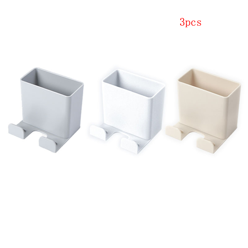 

3pcs Wall Mounted Mobile Phone Stand Holder Self Adhensive Remote Control Case Mixed Colors Self-Adhensive Storage Organizer, 3 gray