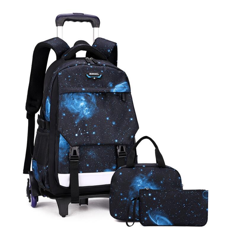 

School Bag With Wheels Trolley Bags For Boys Kids Wheeled Backpack Children On Teenagers, 6 wheels