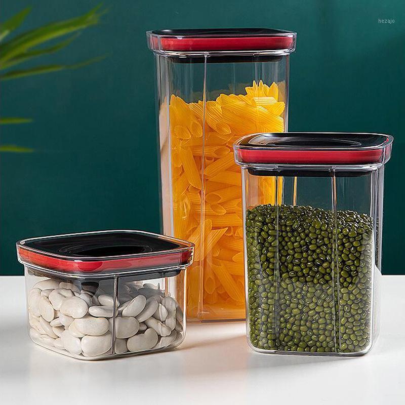 

Storage Bottles & Jars Clear Box With Sealed Lid Large Plastic Leak-proof Food Bins Tank Refrigerator Grains Organizer LBE