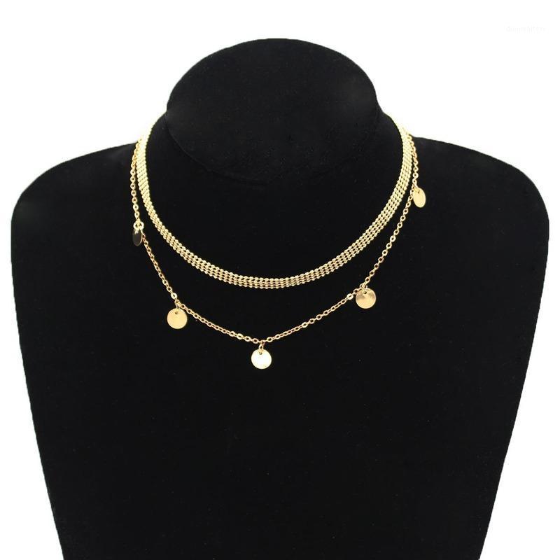 

Chains Multilayer Necklaces Woman Round Necklace Women European Fashion Designer Retro Girls Wedding Jewelry Gold Color Metal Collier