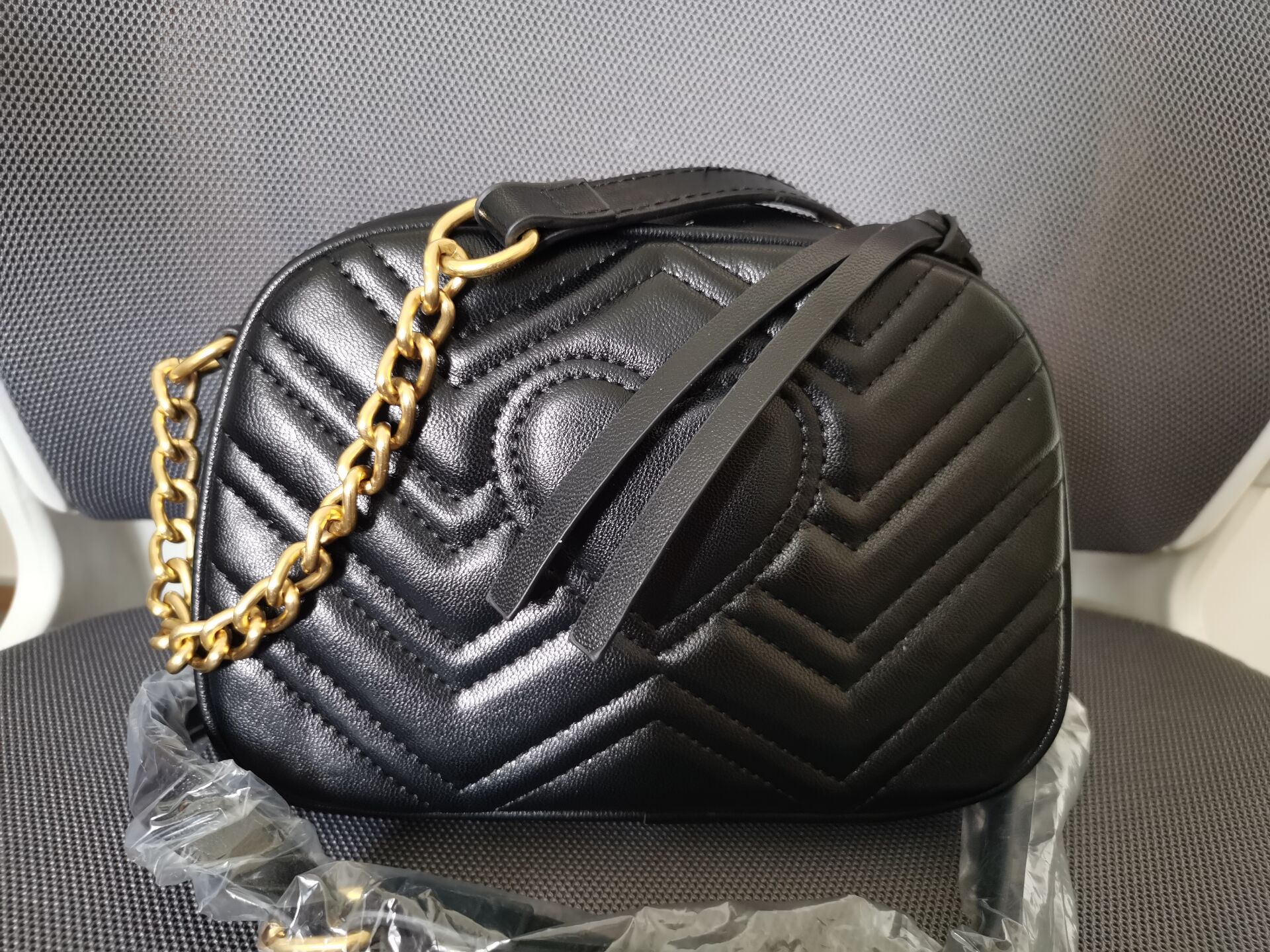 

Top high quality Marmont shoulder bags women gold chain crossbody bag handbags purse high quality female message bag #M660190213, White