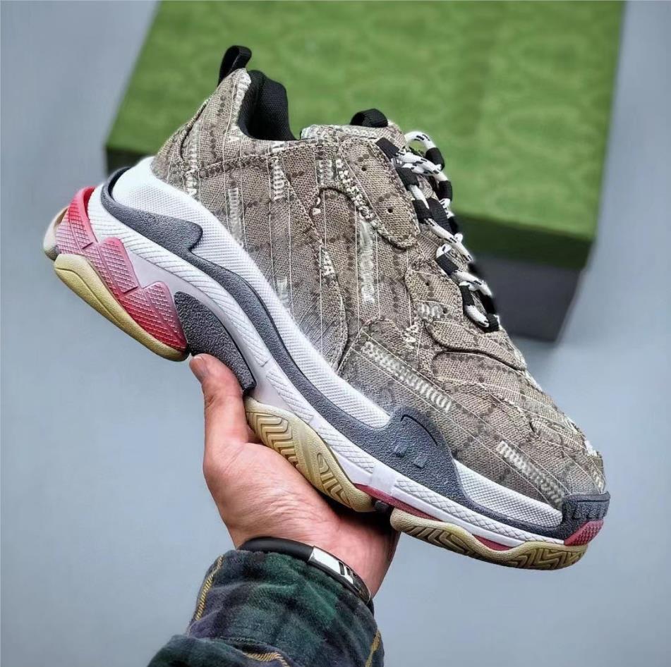 

desigers 2022 The Hacker Project Triple-s shoes men women shoes Beige ebony gold multi color mens platform Mesh leather Luxury trainers casual sneaker 02